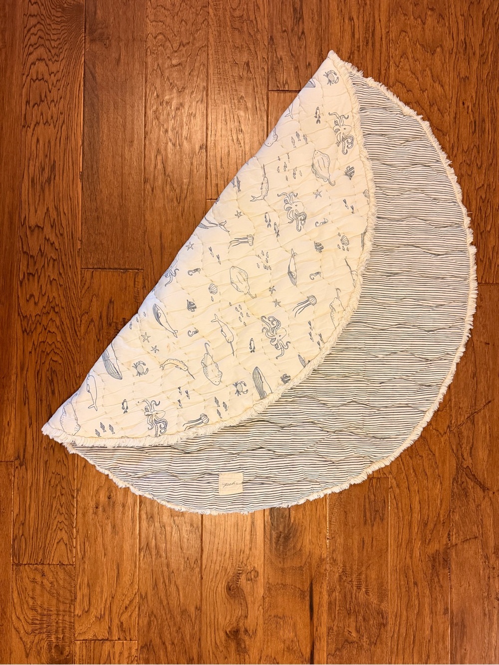 Organic Baby Play Mat - Life Aquatic Quilted Play Mat - Cream & Navy - Picture 2 of 6